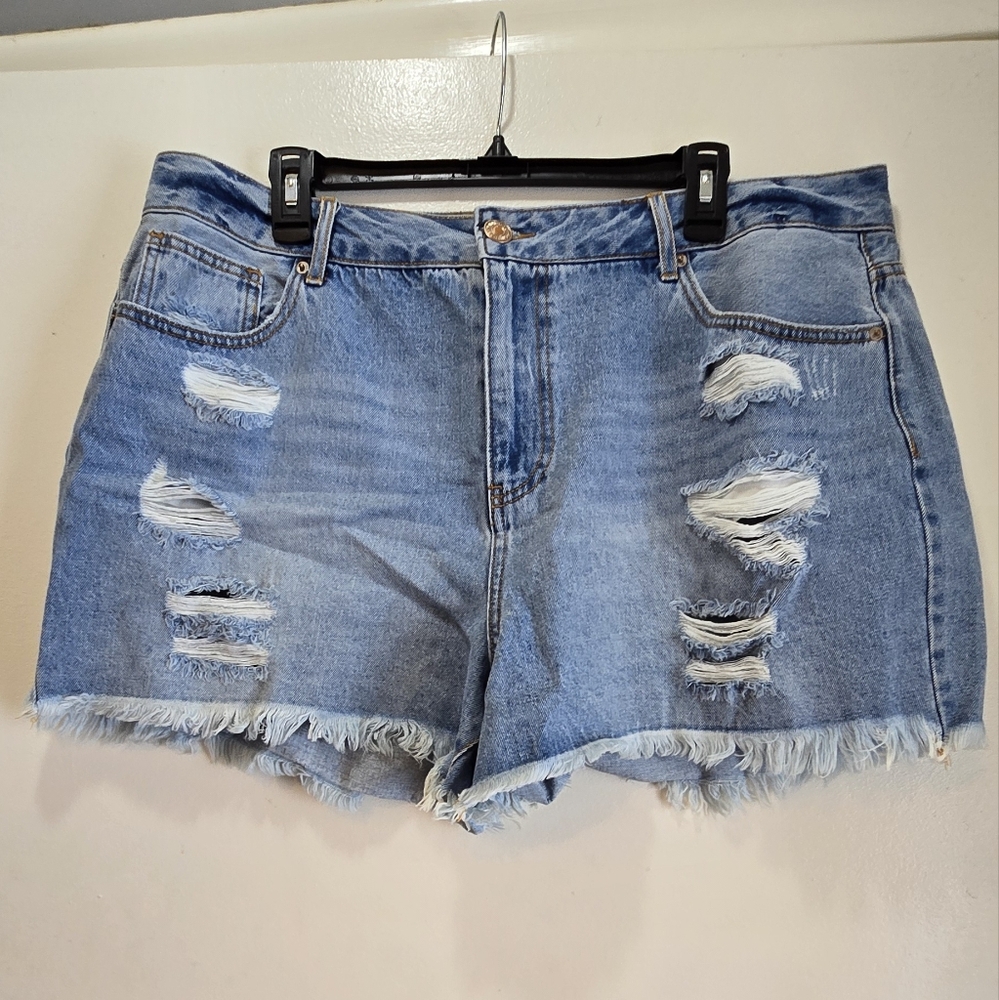 Forever 21 Blue Distressed Jean Shorts